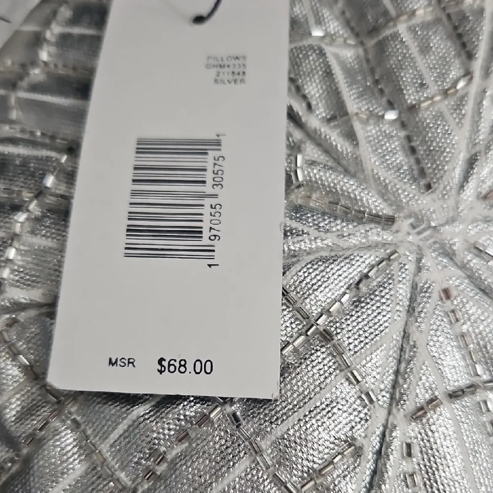 Elie Tahari Shimmering Silver Accent Pillow